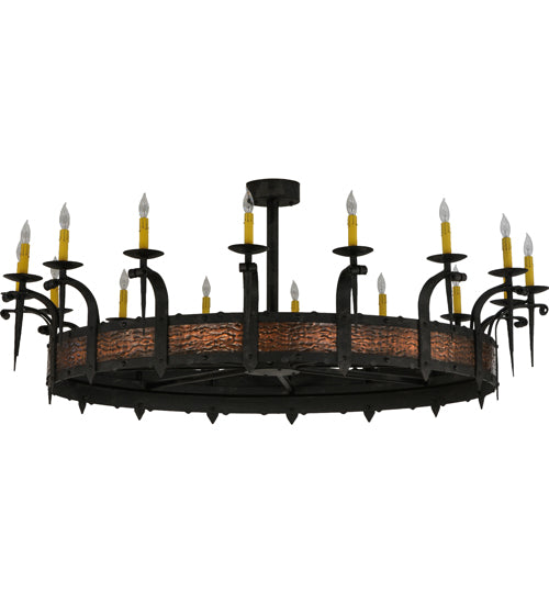 Meyda Lighting Costello 60" 16-Light Costello Black Chandelier With Amber Faux Candlelight
