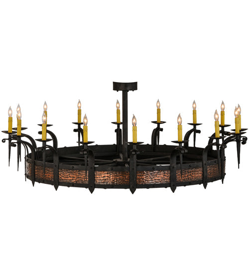 Meyda Lighting Costello 60" 16-Light Costello Black Chandelier With Amber Faux Candlelight
