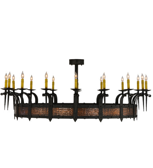 Meyda Lighting Costello 60" 16-Light Costello Black Chandelier With Amber Faux Candlelight