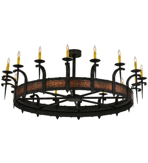 Meyda Lighting Costello 60" 16-Light Costello Black Chandelier With Amber Faux Candlelight