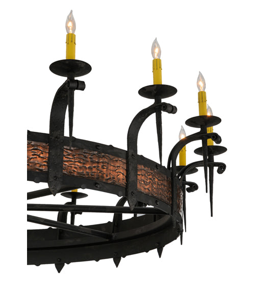 Meyda Lighting Costello 60" 16-Light Costello Black Chandelier With Amber Faux Candlelight