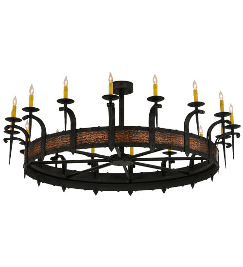 Meyda Lighting Costello 60" 16-Light Costello Black Chandelier With Amber Faux Candlelight