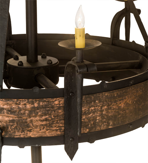 Meyda Lighting Costello 62" 18-Light 2-Tier Costello Black Chandelier With Amber Faux Candlelight