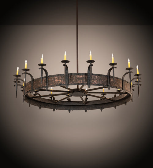 Meyda Lighting Costello 72" 18-Light Copper Coffee Bean & Blackened Copper Chandelier With Ivory Faux Candlelight