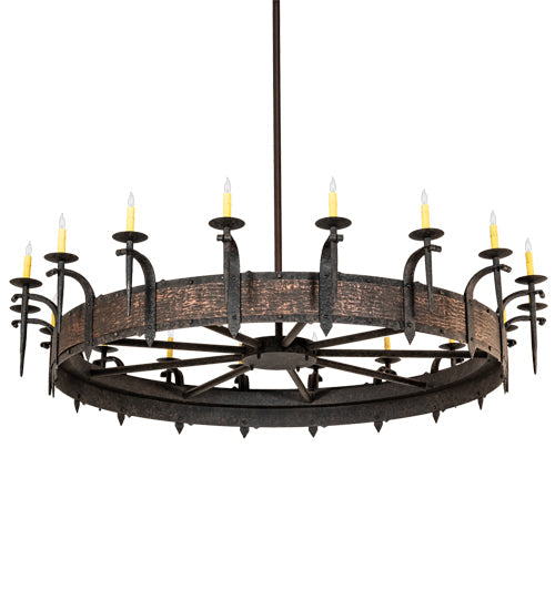 Meyda Lighting Costello 72" 18-Light Copper Coffee Bean & Blackened Copper Chandelier With Ivory Faux Candlelight