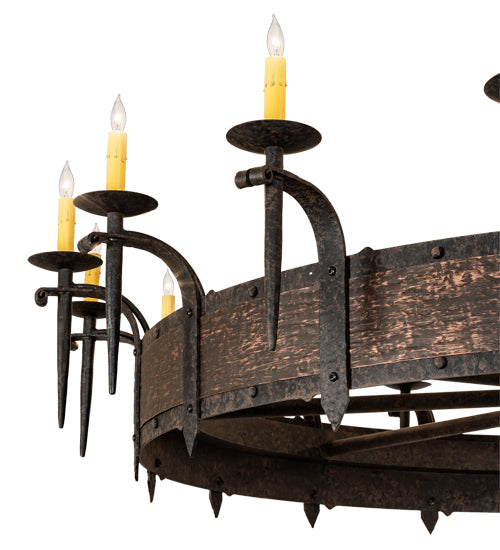 Meyda Lighting Costello 72" 18-Light Copper Coffee Bean & Blackened Copper Chandelier With Ivory Faux Candlelight