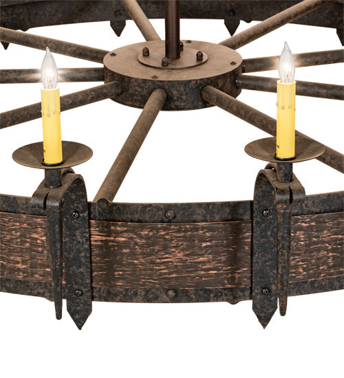 Meyda Lighting Costello 72" 18-Light Copper Coffee Bean & Blackened Copper Chandelier With Ivory Faux Candlelight
