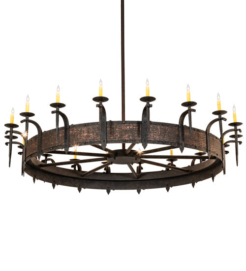 Meyda Lighting Costello 72" 18-Light Copper Coffee Bean & Blackened Copper Chandelier With Ivory Faux Candlelight