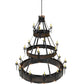 Meyda Lighting Costello 72" 37-Light 3-Tier Costello Black Chandelier With Ivory Faux Candlelight