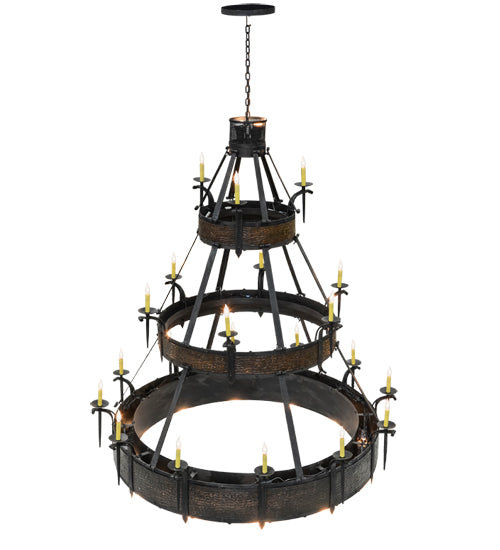 Meyda Lighting Costello 72" 37-Light 3-Tier Costello Black Chandelier With Ivory Faux Candlelight