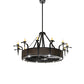 Meyda Lighting Costello 74" 24-Light Costello Black & Blackened Copper Chandelier With Ivory Faux Candlelight and Fan