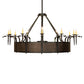 Meyda Lighting Costello 74" 24-Light Costello Black & Blackened Copper Chandelier With Ivory Faux Candlelight and Fan