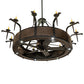 Meyda Lighting Costello 74" 24-Light Costello Black & Blackened Copper Chandelier With Ivory Faux Candlelight and Fan
