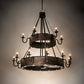 Meyda Lighting Costello 74" 34-Light 2-Tier Costello Black & Blackened Copper Chandelier With Black Faux Candlelight and Fan