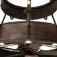 Meyda Lighting Costello 74" 34-Light 2-Tier Costello Black & Blackened Copper Chandelier With Black Faux Candlelight and Fan