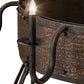 Meyda Lighting Costello 74" 34-Light 2-Tier Costello Black & Blackened Copper Chandelier With Black Faux Candlelight and Fan