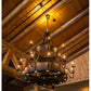 Meyda Lighting Costello 74" 34-Light 2-Tier Costello Black & Blackened Copper Chandelier With Black Faux Candlelight and Fan