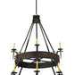Meyda Lighting Costello 74" 34-Light 2-Tier Costello Black & Blackened Copper Chandelier With Faux Candlelight and Fan