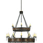 Meyda Lighting Costello 74" 34-Light 2-Tier Costello Black & Blackened Copper Chandelier With Faux Candlelight and Fan