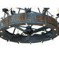 Meyda Lighting Costello 74" 34-Light 2-Tier Costello Black & Blackened Copper Chandelier With Faux Candlelight and Fan