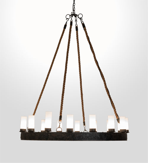 Meyda Lighting Costello Ring 60" 16-Light Coffee Bean Chandelier With White Statuario Idalight Shade