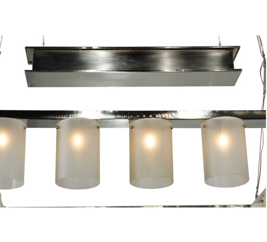 Meyda Lighting Counter Weight 71" 20-Light Brushed Nickel Chandelier With Frosted White Opal Shade Glass