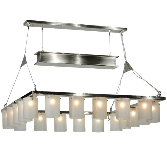 Meyda Lighting Counter Weight 71" 20-Light Brushed Nickel Chandelier With Frosted White Opal Shade Glass