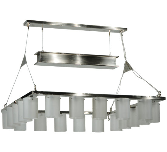 Meyda Lighting Counter Weight 71" 20-Light Brushed Nickel Chandelier With Frosted White Opal Shade Glass