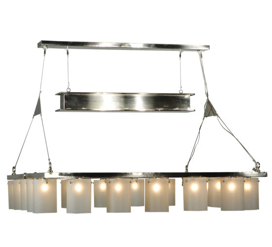 Meyda Lighting Counter Weight 71" 20-Light Brushed Nickel Chandelier With Frosted White Opal Shade Glass