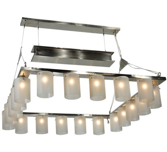 Meyda Lighting Counter Weight 71" 20-Light Brushed Nickel Chandelier With Frosted White Opal Shade Glass
