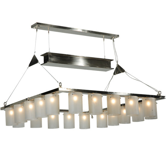 Meyda Lighting Counter Weight 71" 20-Light Brushed Nickel Chandelier With Frosted White Opal Shade Glass
