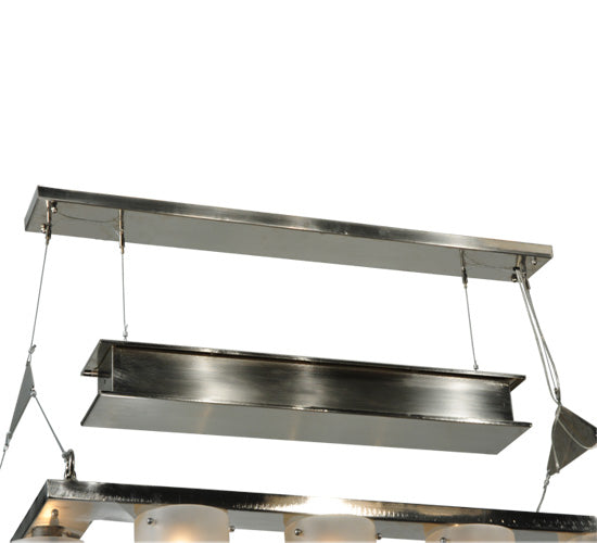 Meyda Lighting Counter Weight 71" 20-Light Brushed Nickel Chandelier With Frosted White Opal Shade Glass