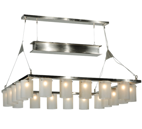 Meyda Lighting Counter Weight 71" 20-Light Brushed Nickel Chandelier With Frosted White Opal Shade Glass