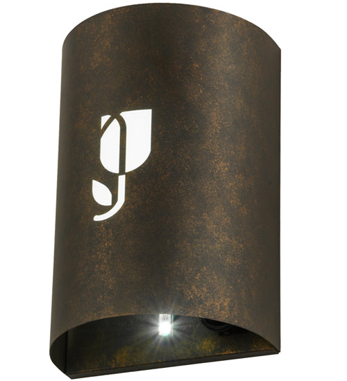Meyda Lighting Country Inn 8" Black Wall Sconce With Warm White Shade Glass
