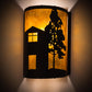 Meyda Lighting County Fair 180325 8" Textured Black Wall Sconce With Amber Mica Shade Glass