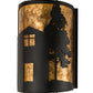 Meyda Lighting County Fair 180325 8" Textured Black Wall Sconce With Amber Mica Shade Glass