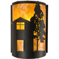 Meyda Lighting County Fair 180325 8" Textured Black Wall Sconce With Amber Mica Shade Glass