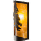 Meyda Lighting County Fair 180325 8" Textured Black Wall Sconce With Amber Mica Shade Glass