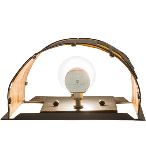 Meyda Lighting County Fair 180325 8" Textured Black Wall Sconce With Amber Mica Shade Glass
