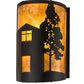 Meyda Lighting County Fair 180325 8" Textured Black Wall Sconce With Amber Mica Shade Glass