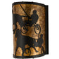 Meyda Lighting County Fair 180326 8" Textured Black Wall Sconce With Amber Mica Shade Glass