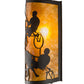 Meyda Lighting County Fair 180326 8" Textured Black Wall Sconce With Amber Mica Shade Glass