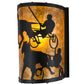 Meyda Lighting County Fair 180326 8" Textured Black Wall Sconce With Amber Mica Shade Glass