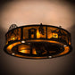 Meyda Lighting County Fair 45" 4-Light Textured Black Chandelier With Amber Mica Shade Glass and Fan