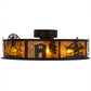 Meyda Lighting County Fair 45" 4-Light Textured Black Chandelier With Amber Mica Shade Glass and Fan