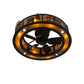 Meyda Lighting County Fair 45" 4-Light Textured Black Chandelier With Amber Mica Shade Glass and Fan