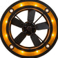 Meyda Lighting County Fair 45" 4-Light Textured Black Chandelier With Amber Mica Shade Glass and Fan