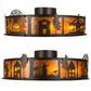 Meyda Lighting County Fair 45" 4-Light Textured Black Chandelier With Amber Mica Shade Glass and Fan