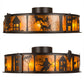 Meyda Lighting County Fair 45" 4-Light Textured Black Chandelier With Amber Mica Shade Glass and Fan