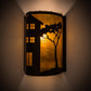Meyda Lighting County Fair 8" Textured Black Wall Sconce With Amber Mica Shade Glass